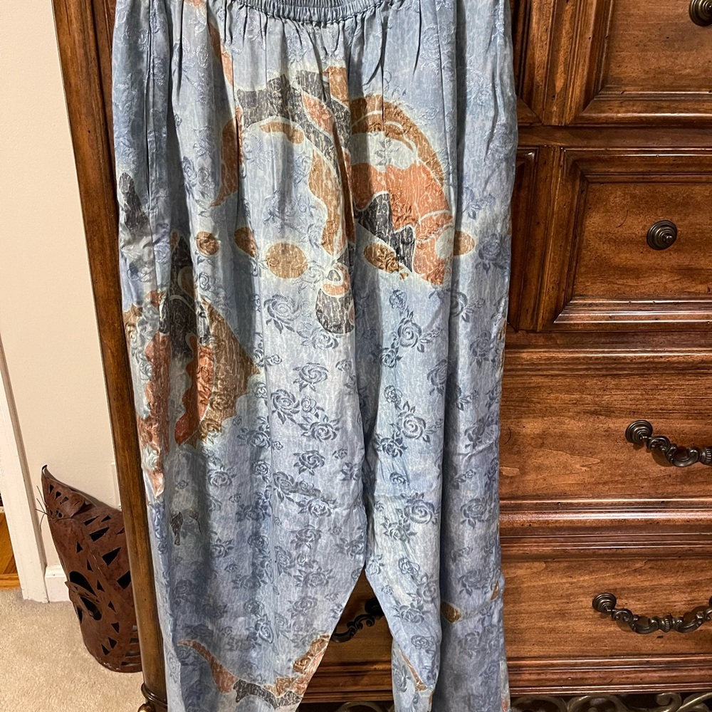 Blue and Brown Fish Patterned Pants